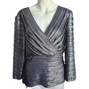 Tadashi Collection Black Metallic Pleated Blouse Women’s Size XL Party Holidays‎